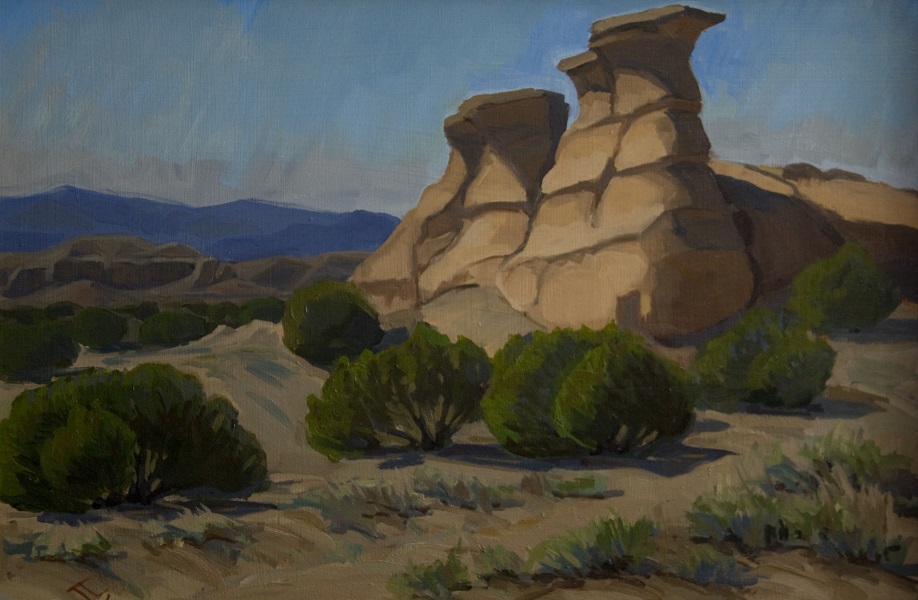 Badlands on the way to Chimayo - Oil